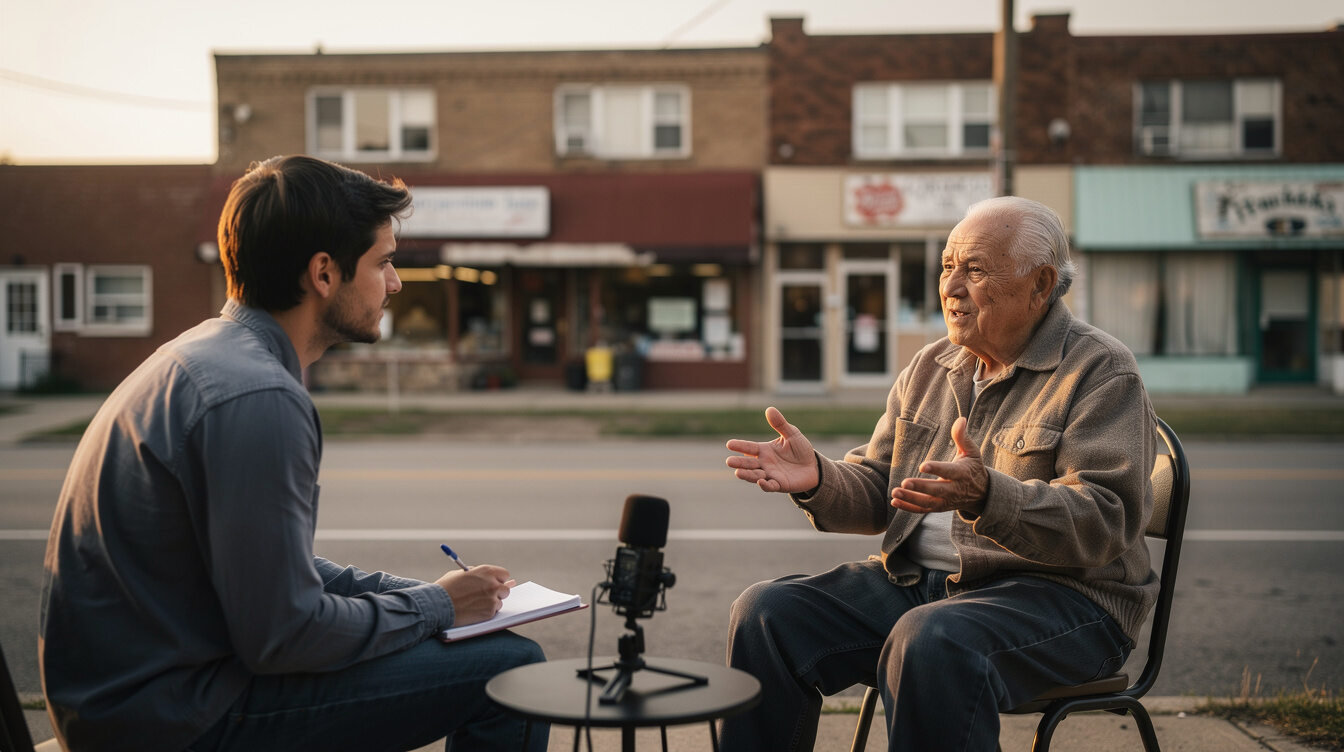 elderly resident sharing story