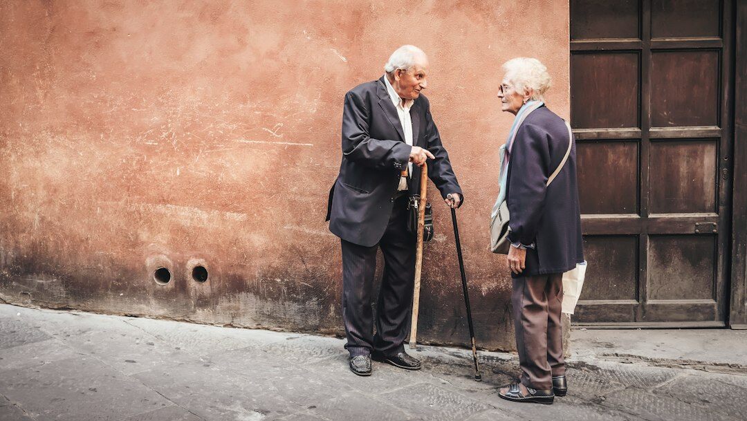 elderly man sharing story