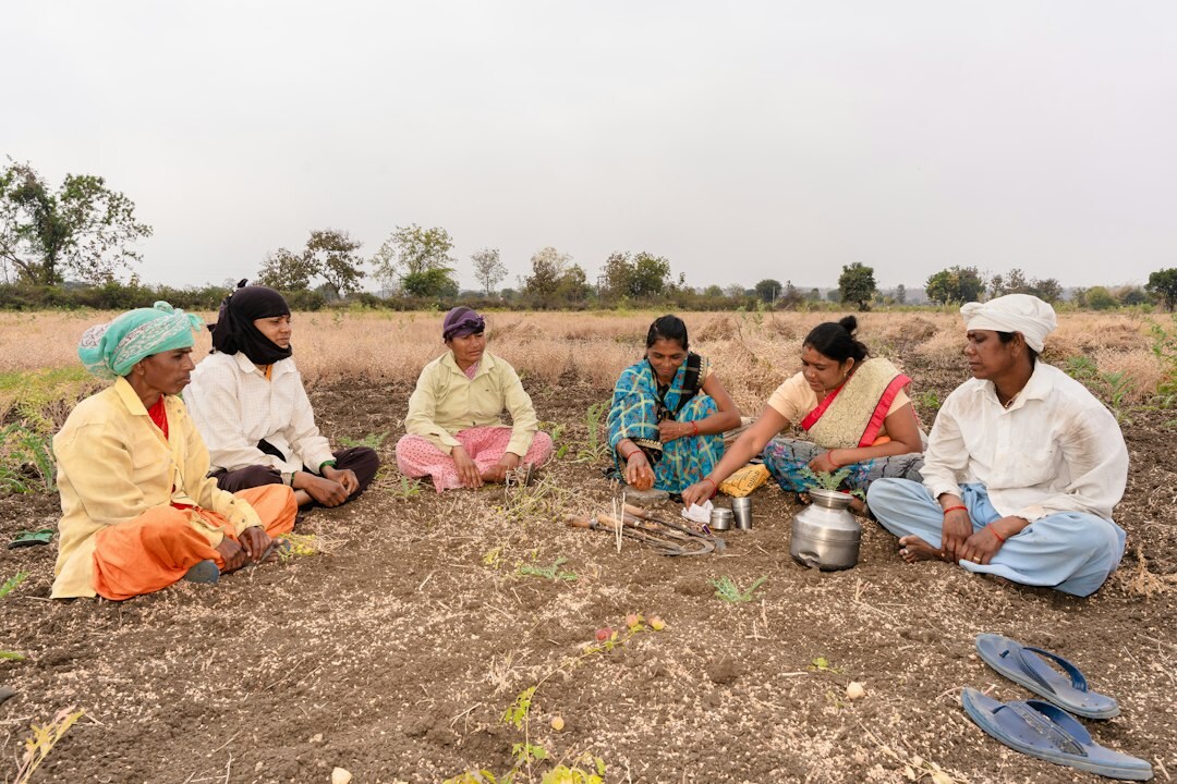 group of locals telling stories